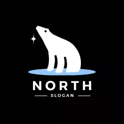 Stylized Polar Bear Emerging from Arctic Waters North Logo Template