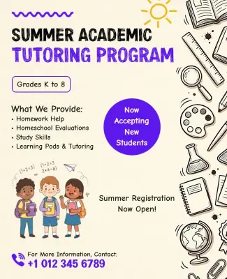 Summer Academic Tutoring Program Flyer Template