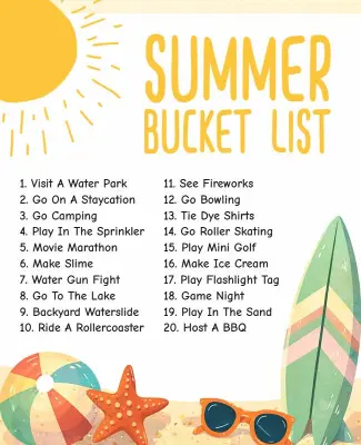 Summer Activities Bucket List Flyer Template