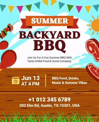 Summer Backyard BBQ Event Poster Template