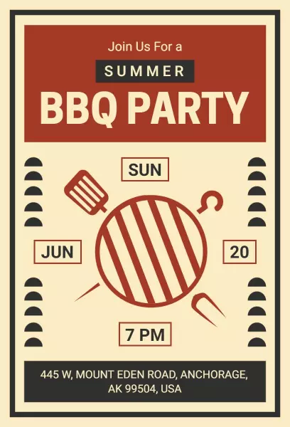 Summer Backyard BBQ Party Celebration Invitation Template