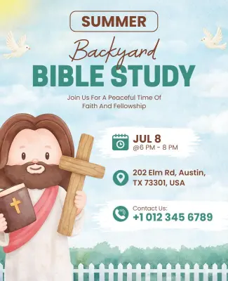 Summer Backyard Bible Study Event Flyer Template