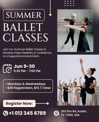 Summer Ballet Classes Promotional Flyer Template