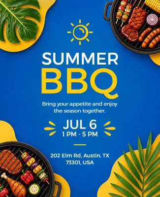 Summer BBQ Event Announcement Poster Template