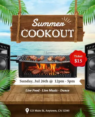 Summer Beach Cookout Event Flyer Template