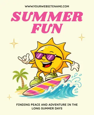 Summer Beach Surfing Fun Poster Template