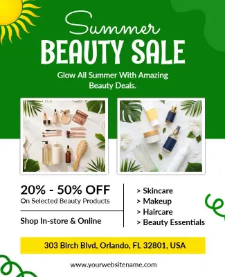Summer Beauty Sale Promotional Flyer Template