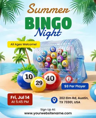 Summer Bingo Night Event Flyer Template