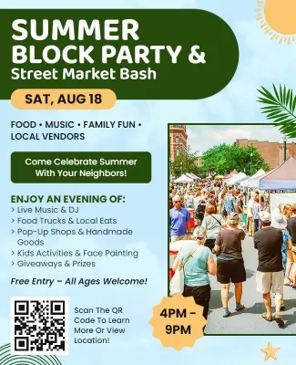 Summer Block Party and Street Market Bash Flyer Template
