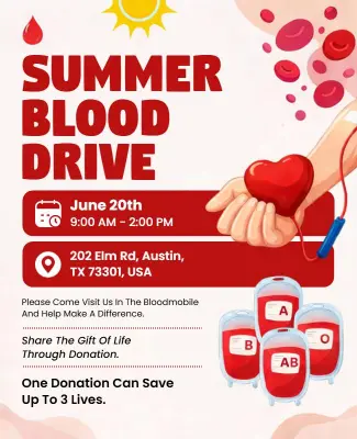 Summer Blood Donation Drive Flyer Template