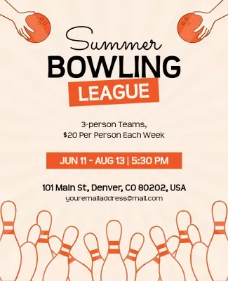 Summer Bowling League Event Flyer Template