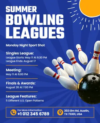 Summer Bowling Leagues Event Flyer Template