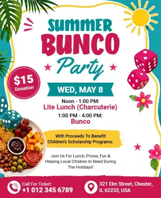 Summer Bunco Party Event Flyer Template