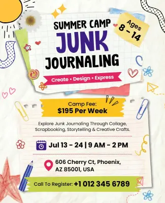 Summer Camp Junk Journaling Workshop Flyer Template