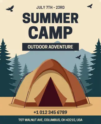 Summer Camp Outdoor Adventure Poster Template