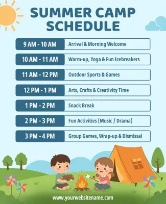 Summer Camp Schedule Flyer Template