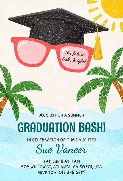 Summer Celebration Graduation Bash Invitation Template