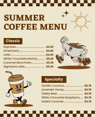 Summer Coffee Menu Flyer Template
