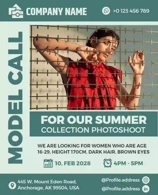 Summer Collection Modeling Call Flyer Template
