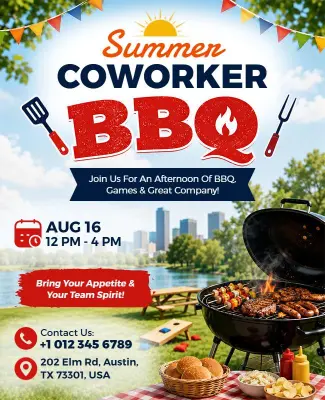 Summer Coworker BBQ Event Flyer Template