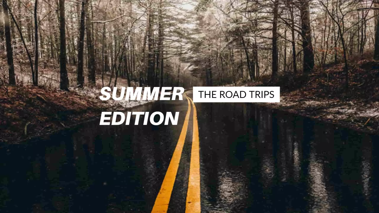 Summer Edition Road Trip along Rainy Forest Path YouTube Banner Template