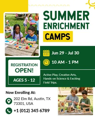 Summer Enrichment Camps Flyer Template