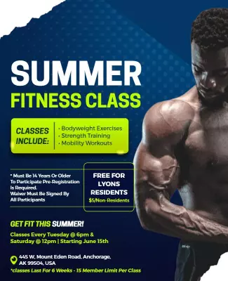 Summer Bodyweight Training Fitness Class Flyer Template