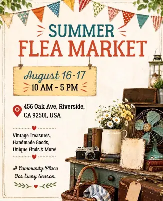 Summer Flea Market Event Poster Template