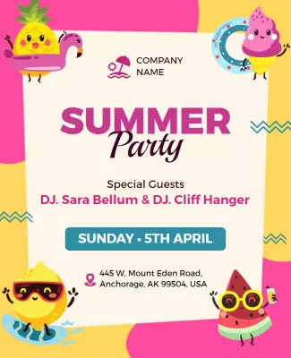 Summer Fruit Themed Party Flyer Template