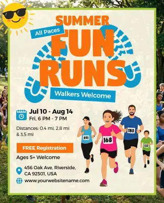 Summer Fun Run Event Poster Template