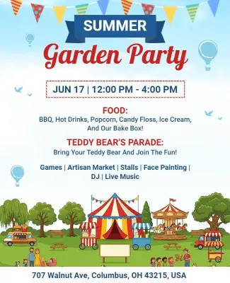 Summer Garden Party Event Poster Template