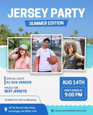 Summer Jersey Party Event Flyer Template