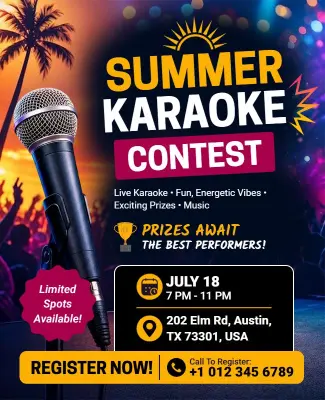 Summer Karaoke Contest Event Flyer Template