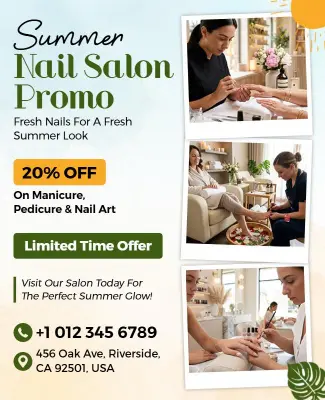 Summer Nail Salon Promotion Flyer Template