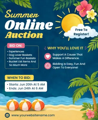 Summer Online Auction Event Flyer Template