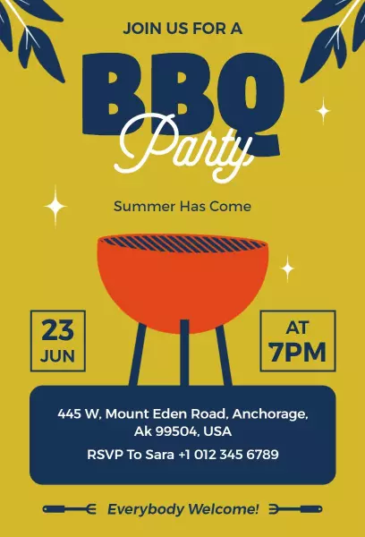 Summer Outdoor BBQ Gathering Celebration Invitation Template