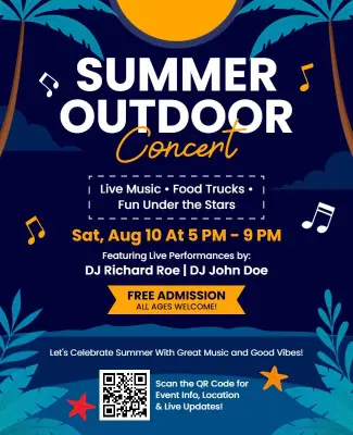 Summer Outdoor Live Music Concert Flyer Template