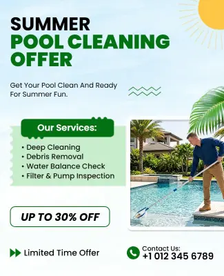 Summer Pool Cleaning Service Promotion Flyer Template
