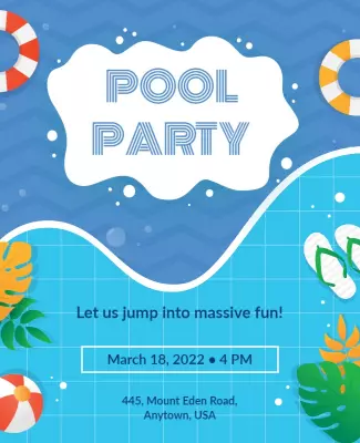 Summer Pool Party Invitation Flyer Template