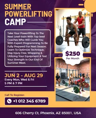 Summer Powerlifting Camp Training Flyer Template