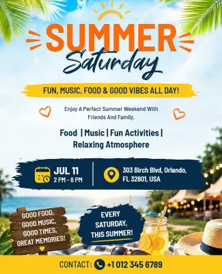 Summer Saturday Celebration Flyer Template