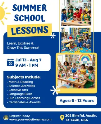 Summer School Lessons Flyer Template