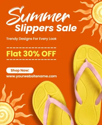 Summer Slippers Sale Discount Poster Template