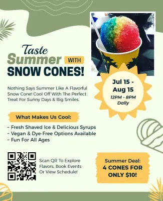 Summer Snow Cones Special Offer Promotional Flyer Template