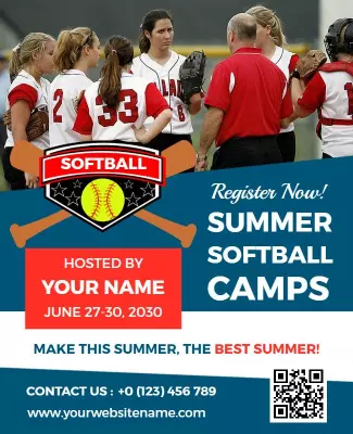 Summer Softball Camps Registration Flyer Template
