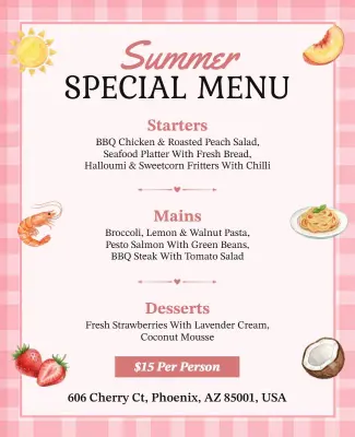 Summer Special Menu Flyer Template