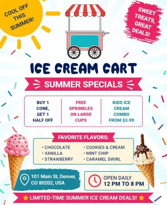 Summer Specials Ice Cream Cart Flyer Template