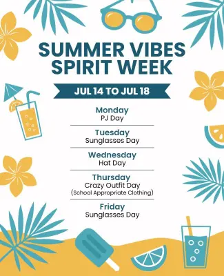 Summer Spirit Week Celebration Flyer Template