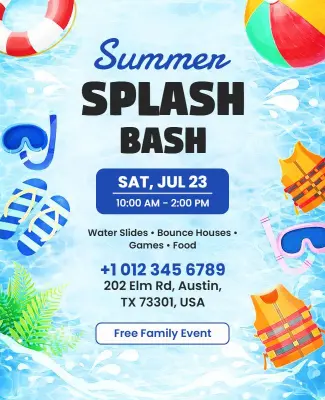 Summer Splash Bash Invitation Flyer Template