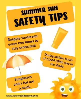 Summer Sun Safety Tips Educational Flyer Template